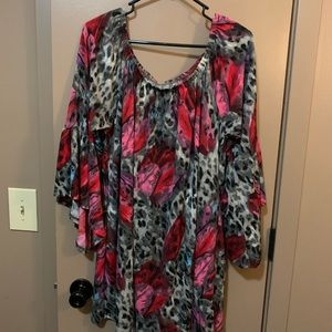 Floral Meets Snow Leopard Tunic